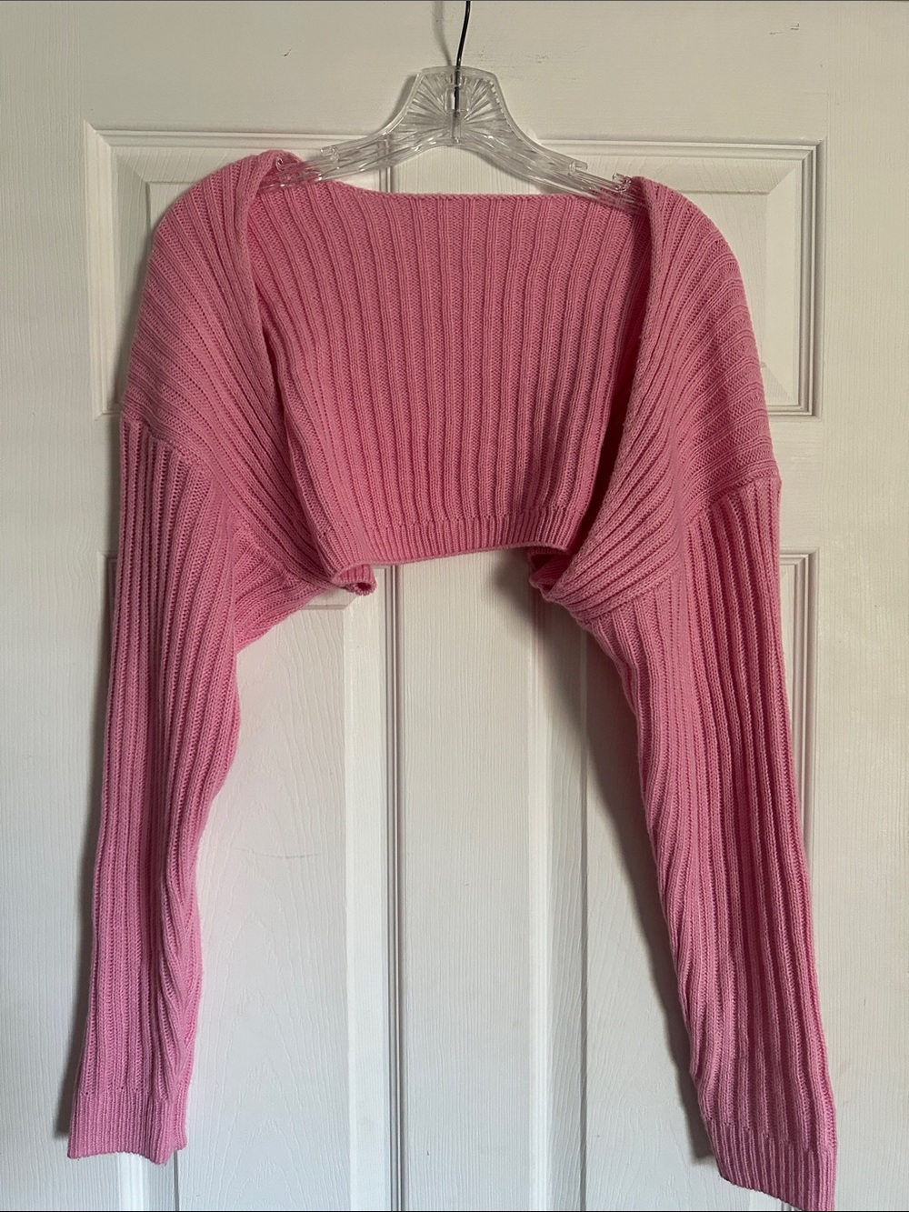 Women's Cropped Ribbed Knit Bolero Sweater - Pink